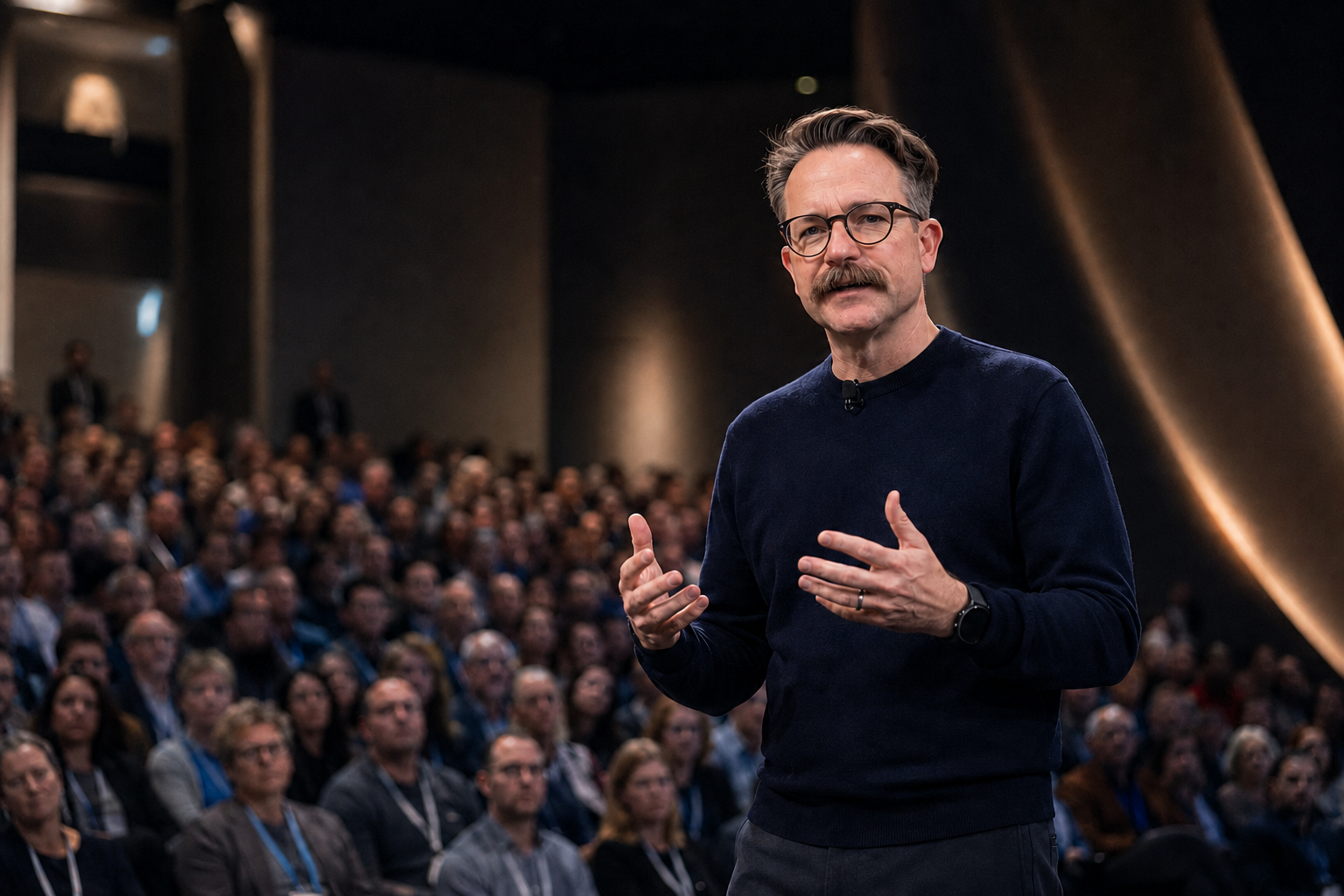Troy Thompson facilitating a keynote session in Amsterdam